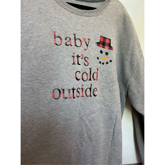 Baby It’s Cold Outside Grey Crewneck Sweatshirt Size Large - Picture 5 of 8